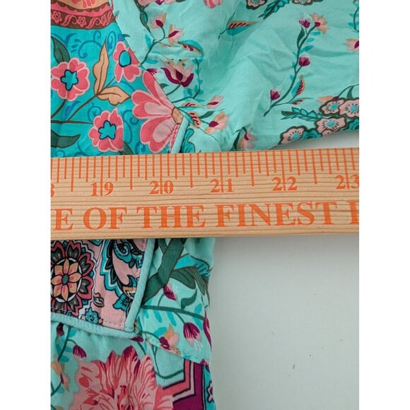 R Vivimos Mixed Floral Midi Dress Womens Size 2XL Blue Tassels Boho V Neck - Picture 11 of 11